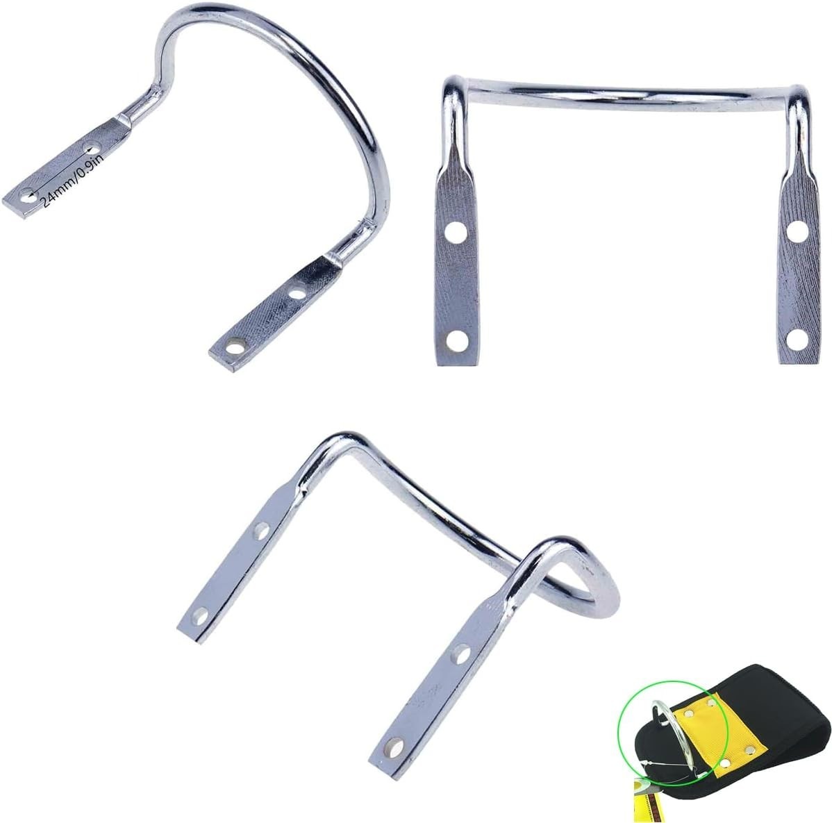 3 Pack Hammer Holder Loop Replacement U Steel Wire Wall Mount Hook for Work Belt