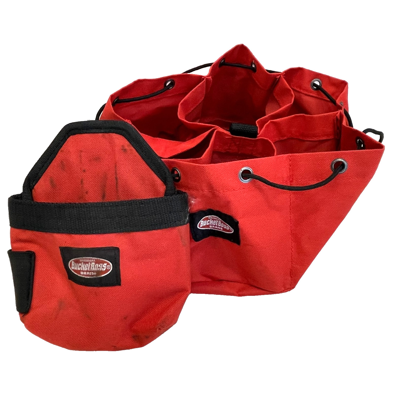 Bucket Boss Parachute Organizer Nails/Screws/Nuts/Bolts/Etc & Tool Pouch Red