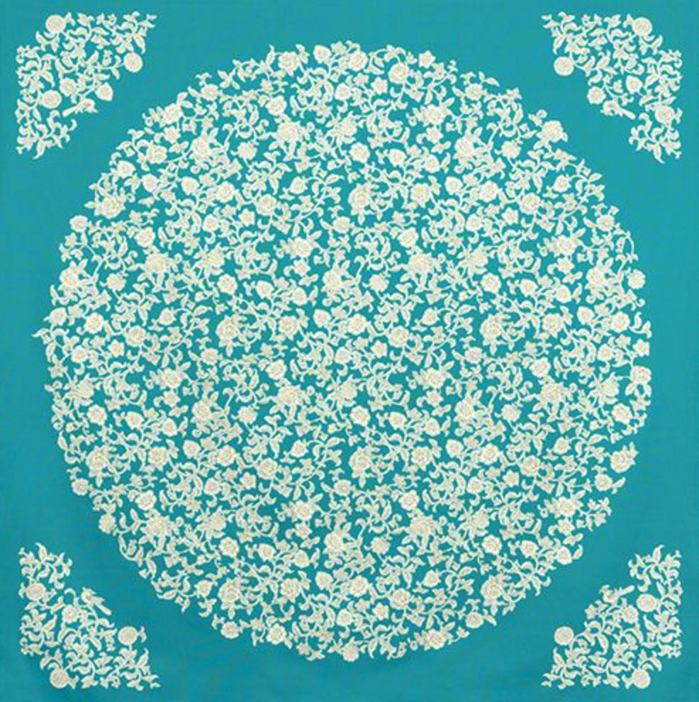 Musubi Furoshiki Flower arabesque mustard color 150X150cm Japanese culture #594