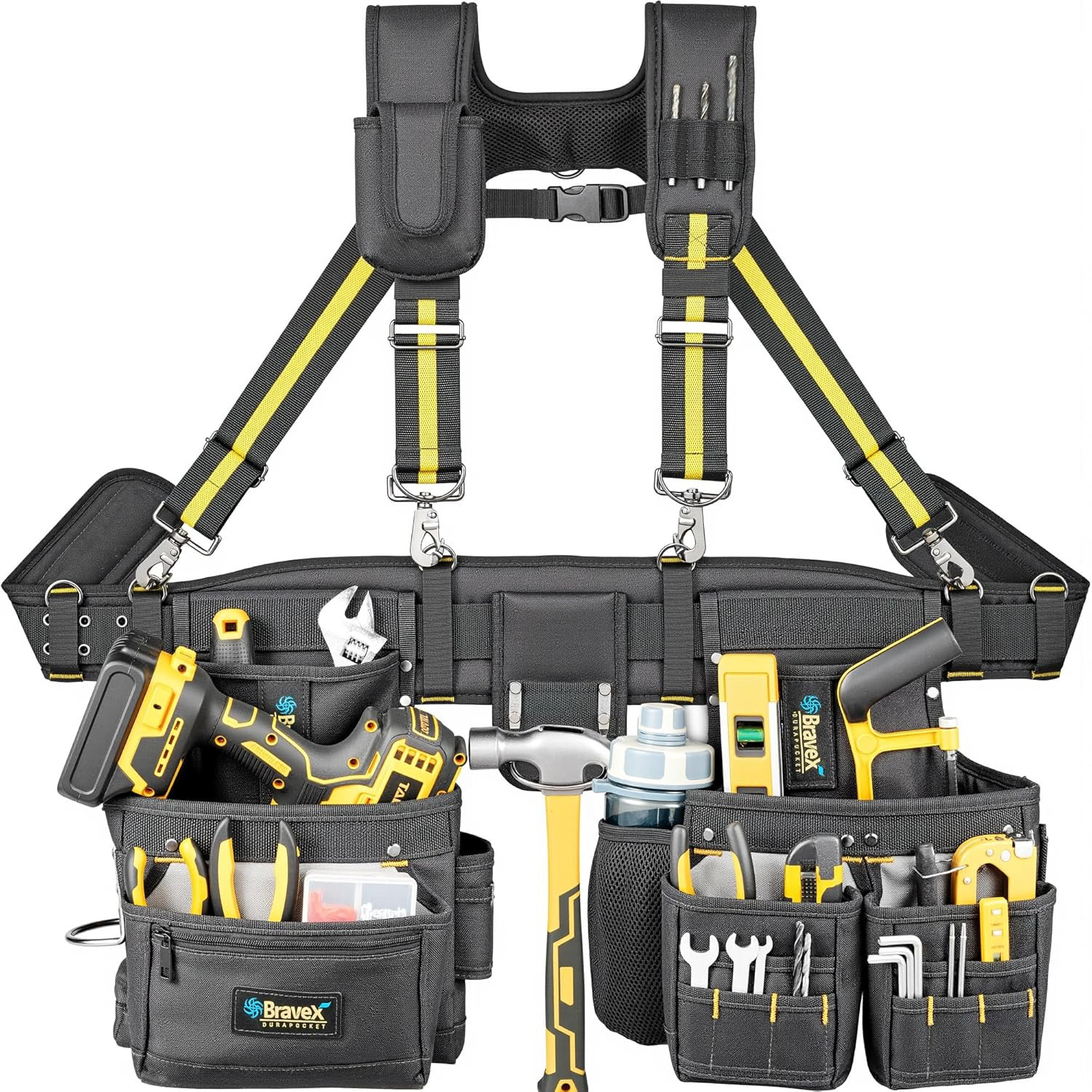 , Professional Tool Belt Organizer with Suspenders and 20 Pockets, 1200D Ballist