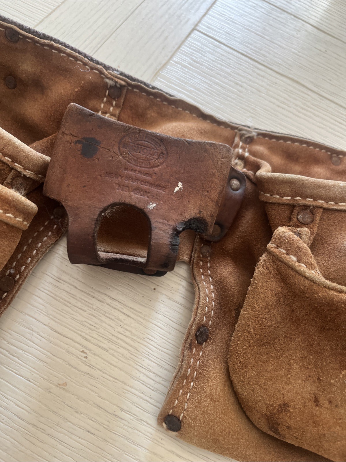 Vintage Suede Tool Pouch Nail Apron Heavy Split Cowhide No. 490X By Nicholas