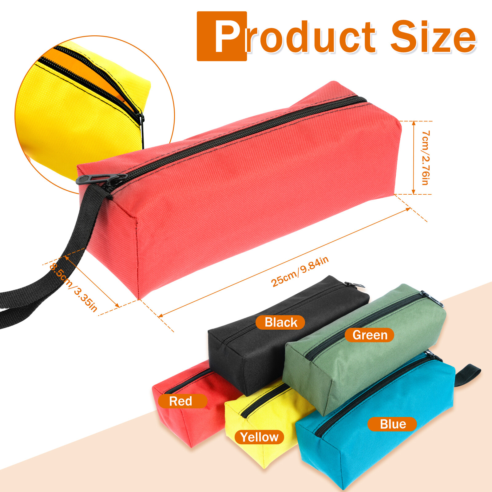 5/10x Canvas Tool Pouch Bag Zipper Small Multipurpose Pouch Heavy Duty Organizer