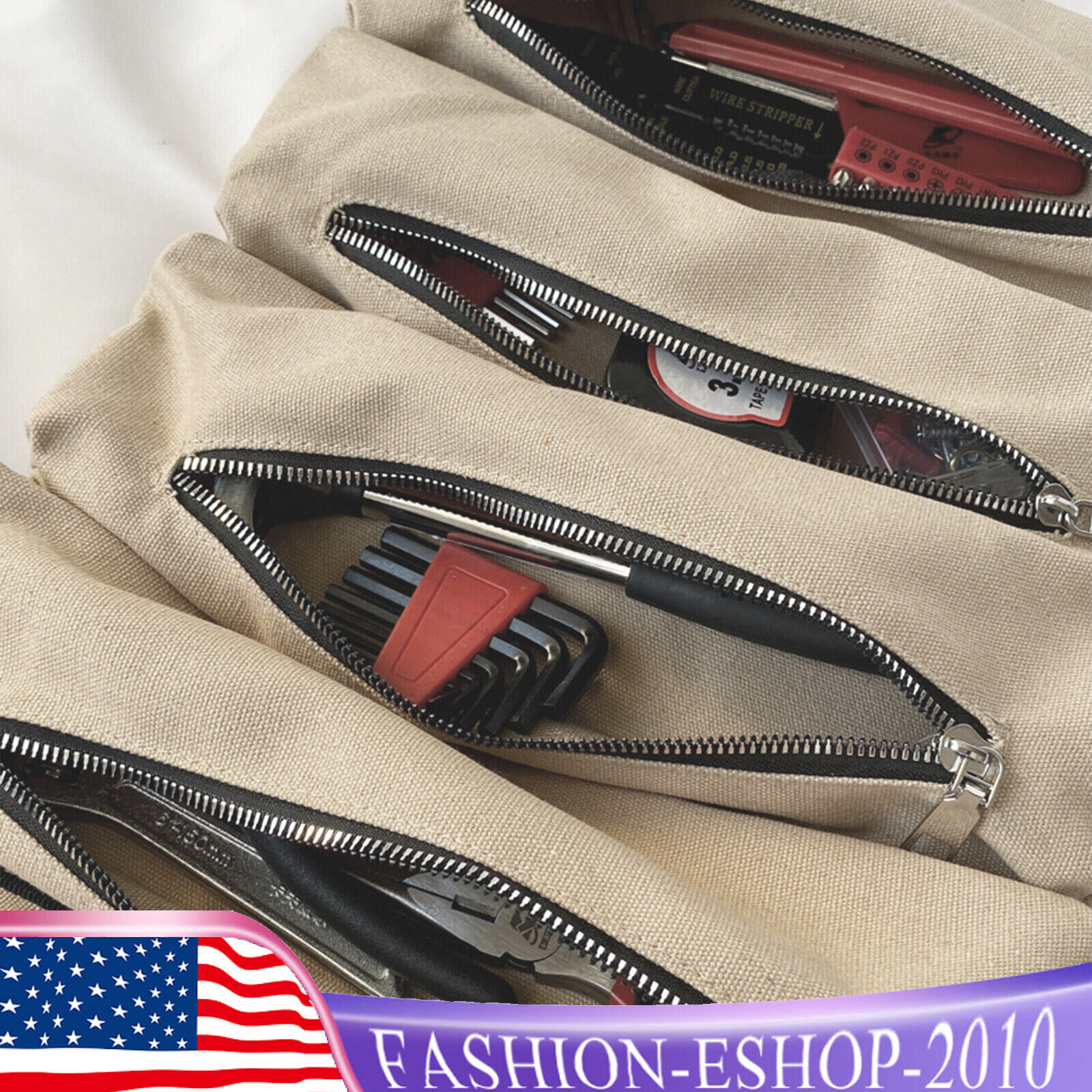 Multi-Purpose Roll Up Tool Bag Wrench Pouch Hanging Organizer Storage 5-Pockets