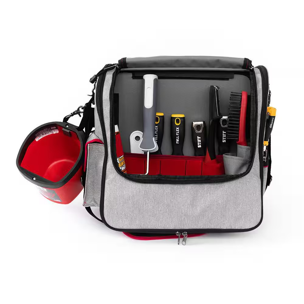 15 In. 4-Pocket Gray Waterproof Painter’S Tool Bag