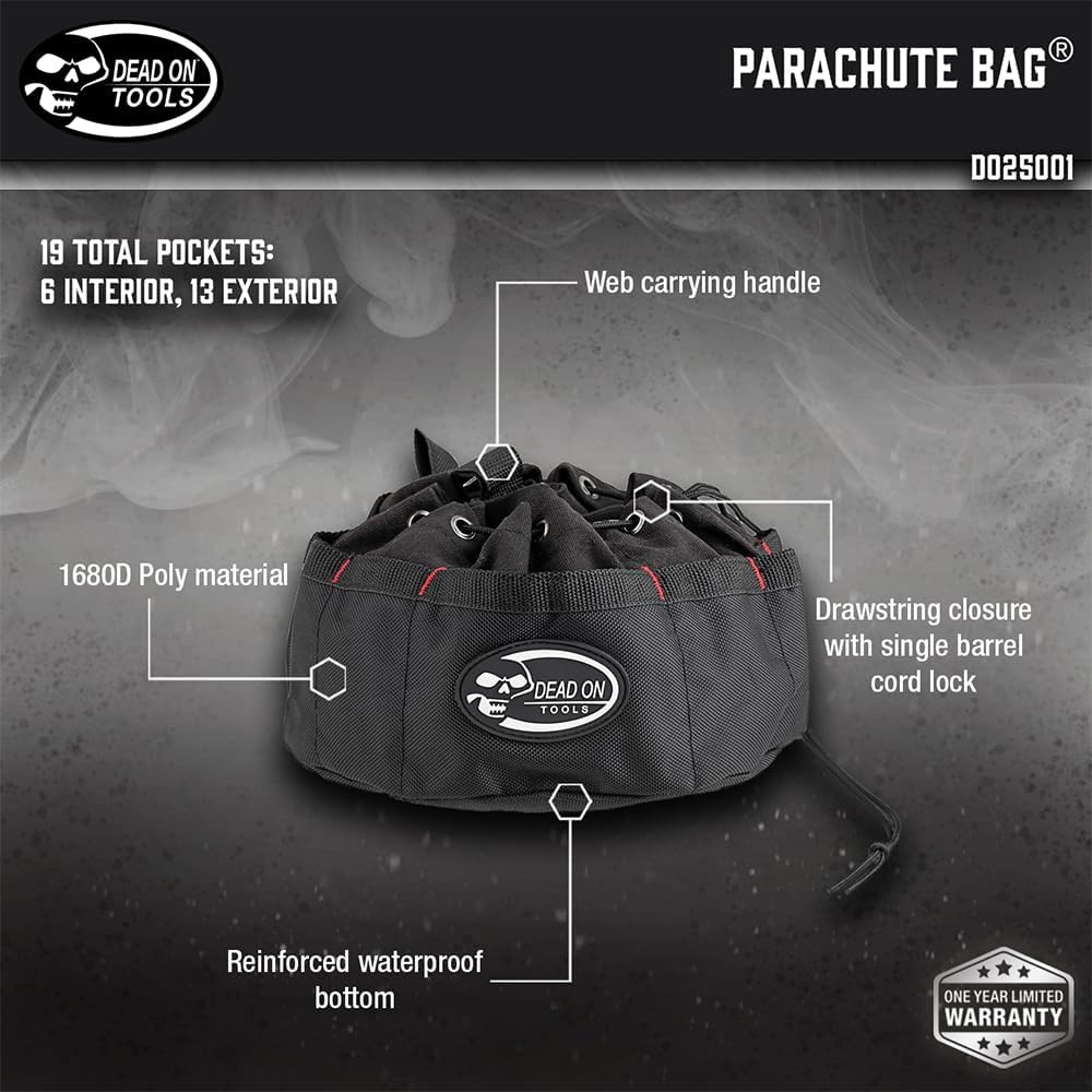 Durable Black Tools Parachute Bag – Perfect for Organizing Gear (DO-25001)