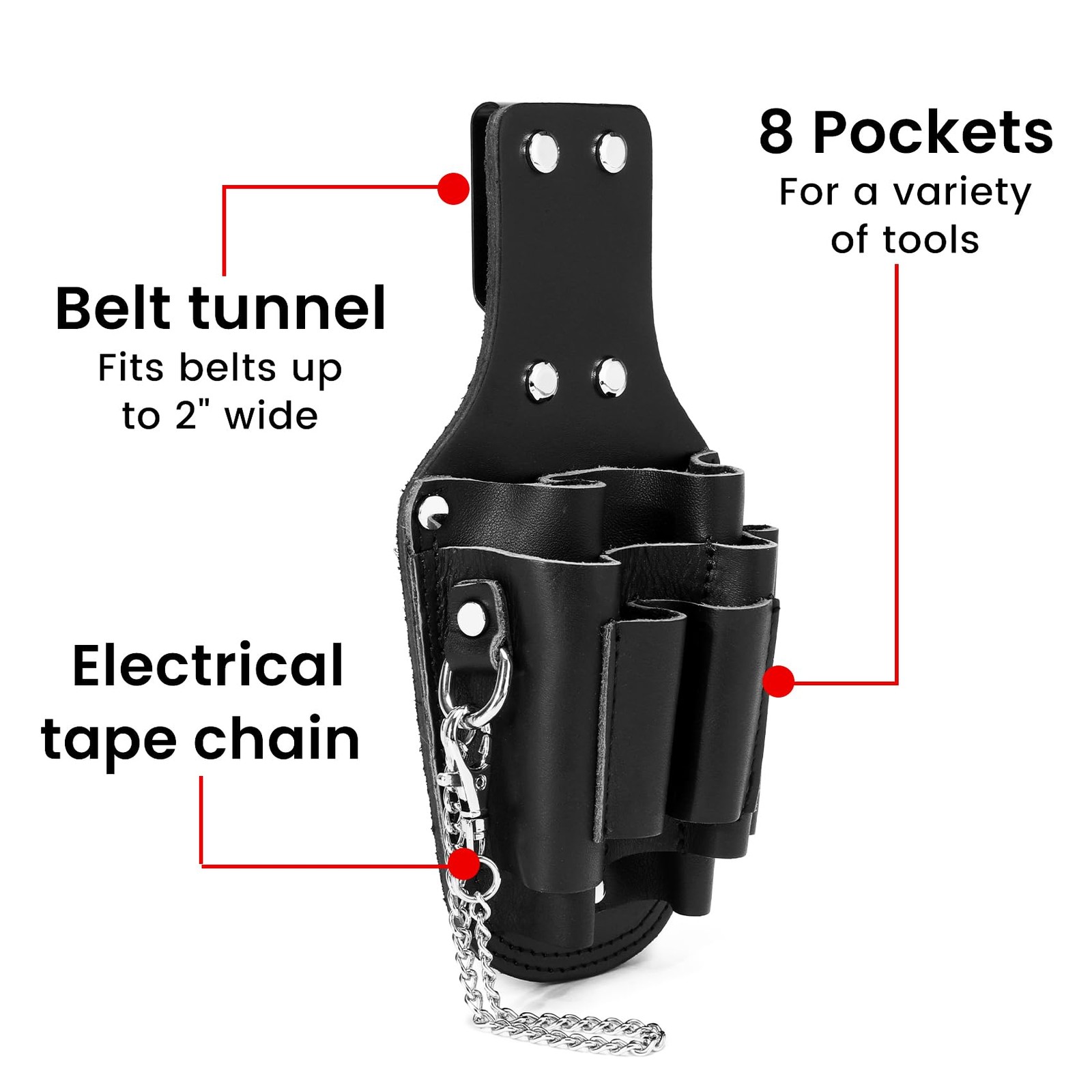 Tool Pouch, Electrician 8 Pockets Holster for Black