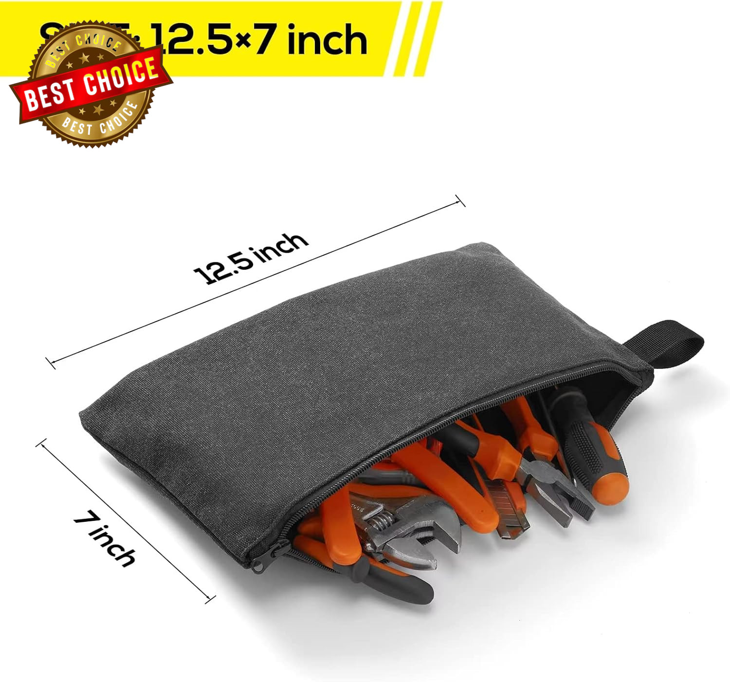 8 Pack Canvas Tool Pouch with Zipper,Upgrade 16 Oz Heavy Duty Small Tool Bag,Mul
