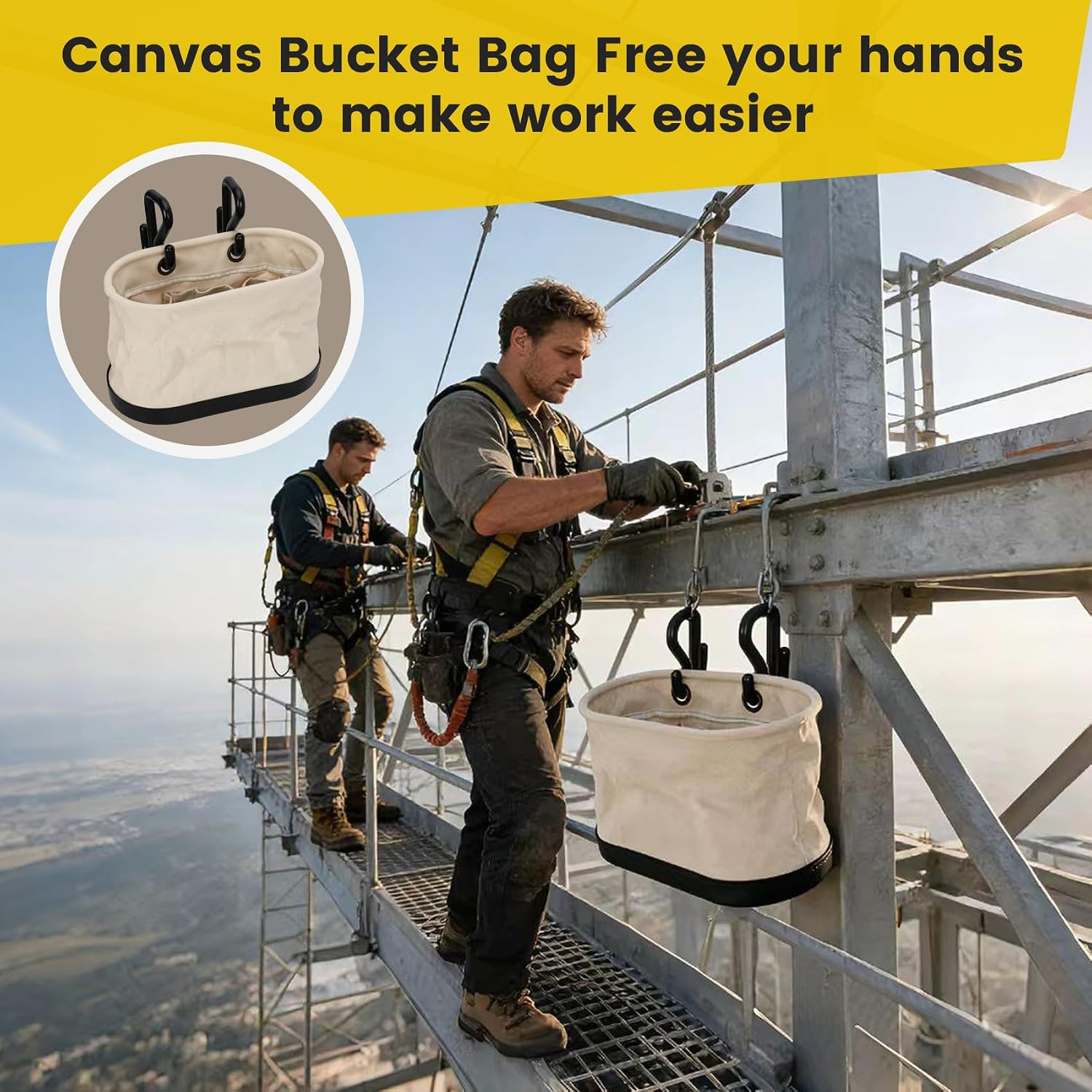 Versatile Oval Tool Bag with 15 Pockets for Electricians & DIY Projects