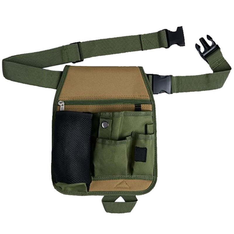 Adjustable Garden Tool Pouch 600D Oxford Fabric with Large Zippered Storage Bag