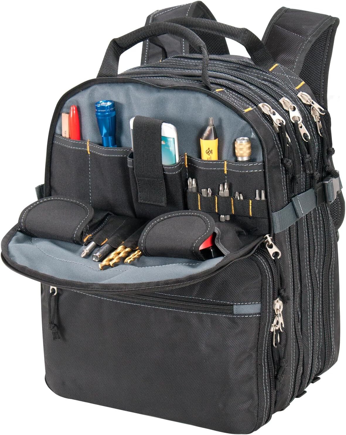 Custom Leathercraft1132 75-Pocket Tool Backpack, NEW