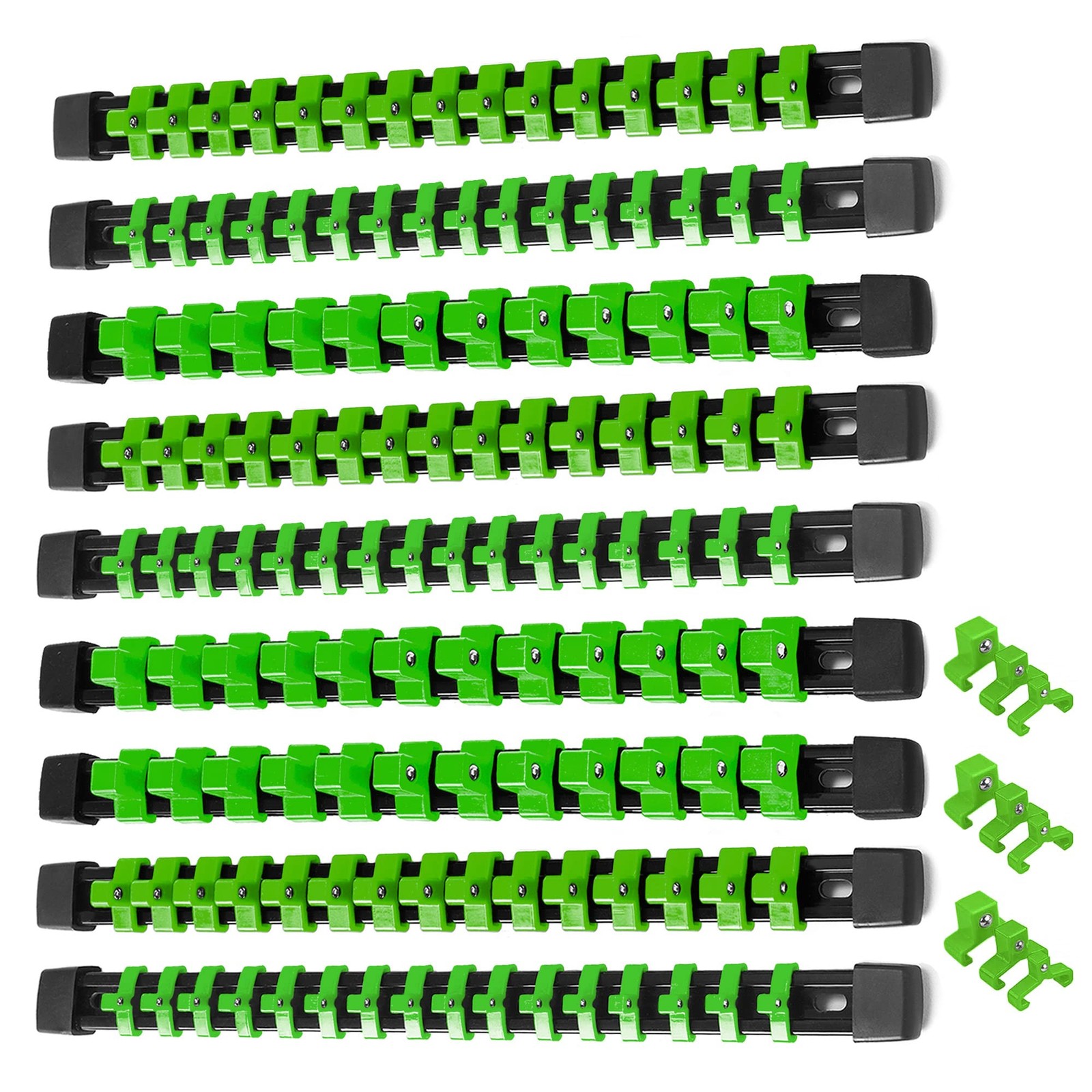 ALOANES 9PC ABS Socket Organizer, 9PC, 1/2, 3/8 & 1/4-inch Drive, Green