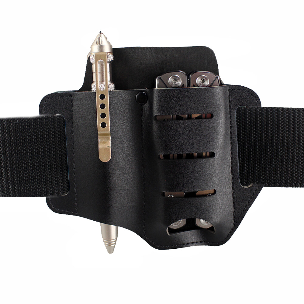 Tactical 2&3 Pockets Leather Tools Sheath Pouch Belt Pouch for Pen Knife Plier