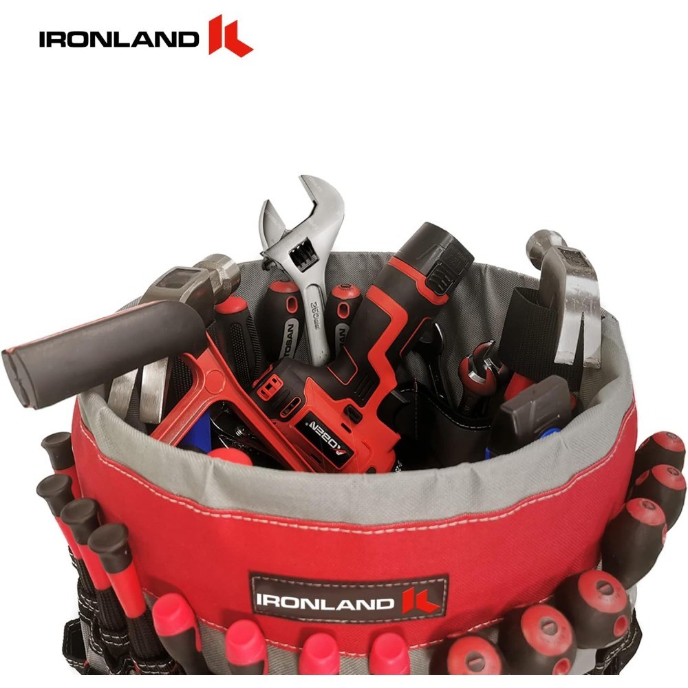Tool Fit , 51 Pockets, Bucket Tool Caddy for Garden, Construction,Red & Black