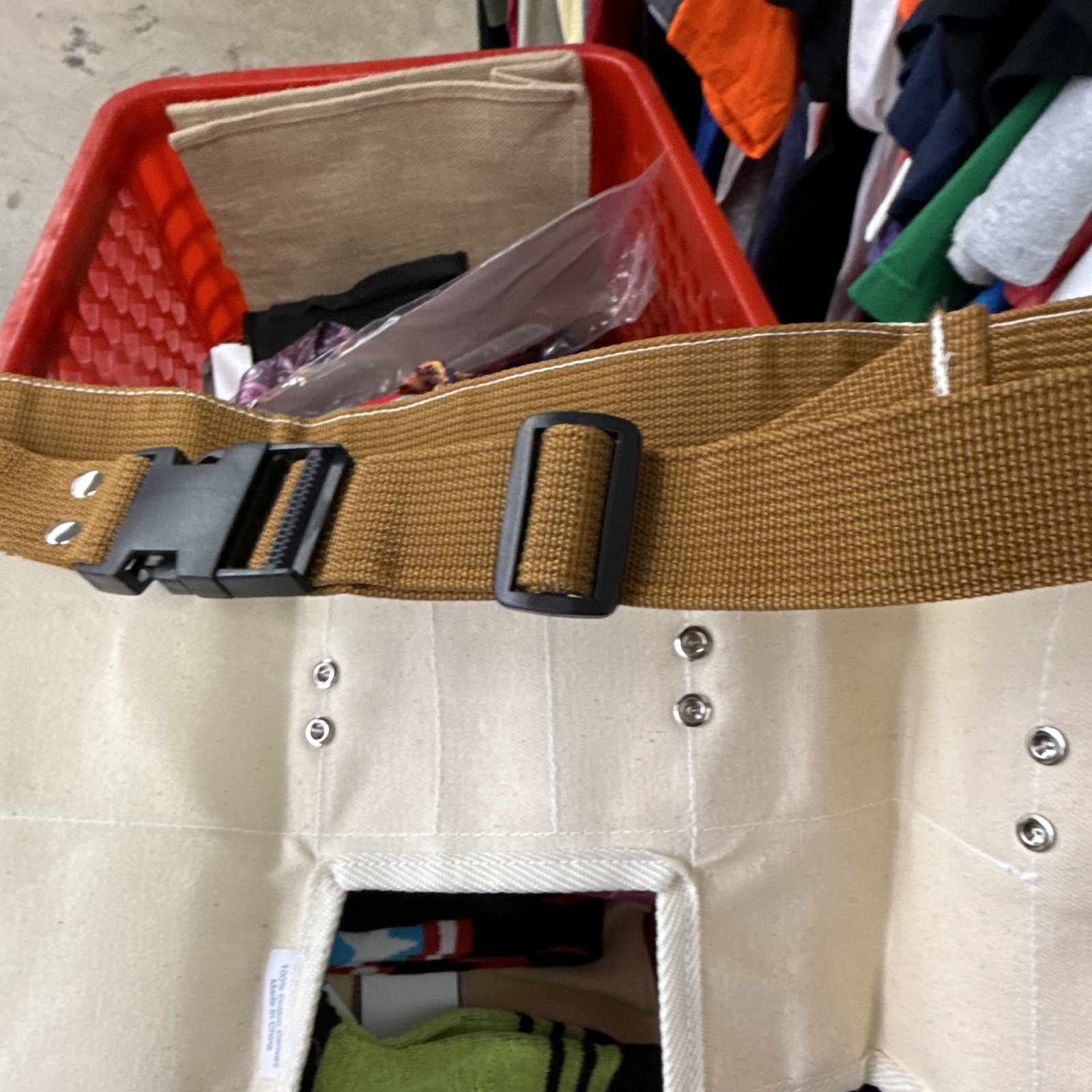 Tool Master Canvas Tool Belt Adjustable Quick Release Buckle Beige Brown