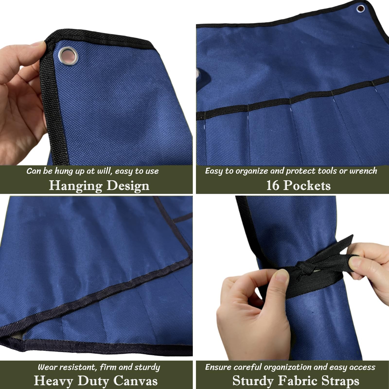 BLIRITEL 16 Pockets Wrench Roll Up Pouch, 25.6 x 18 x 1 inches, Blue