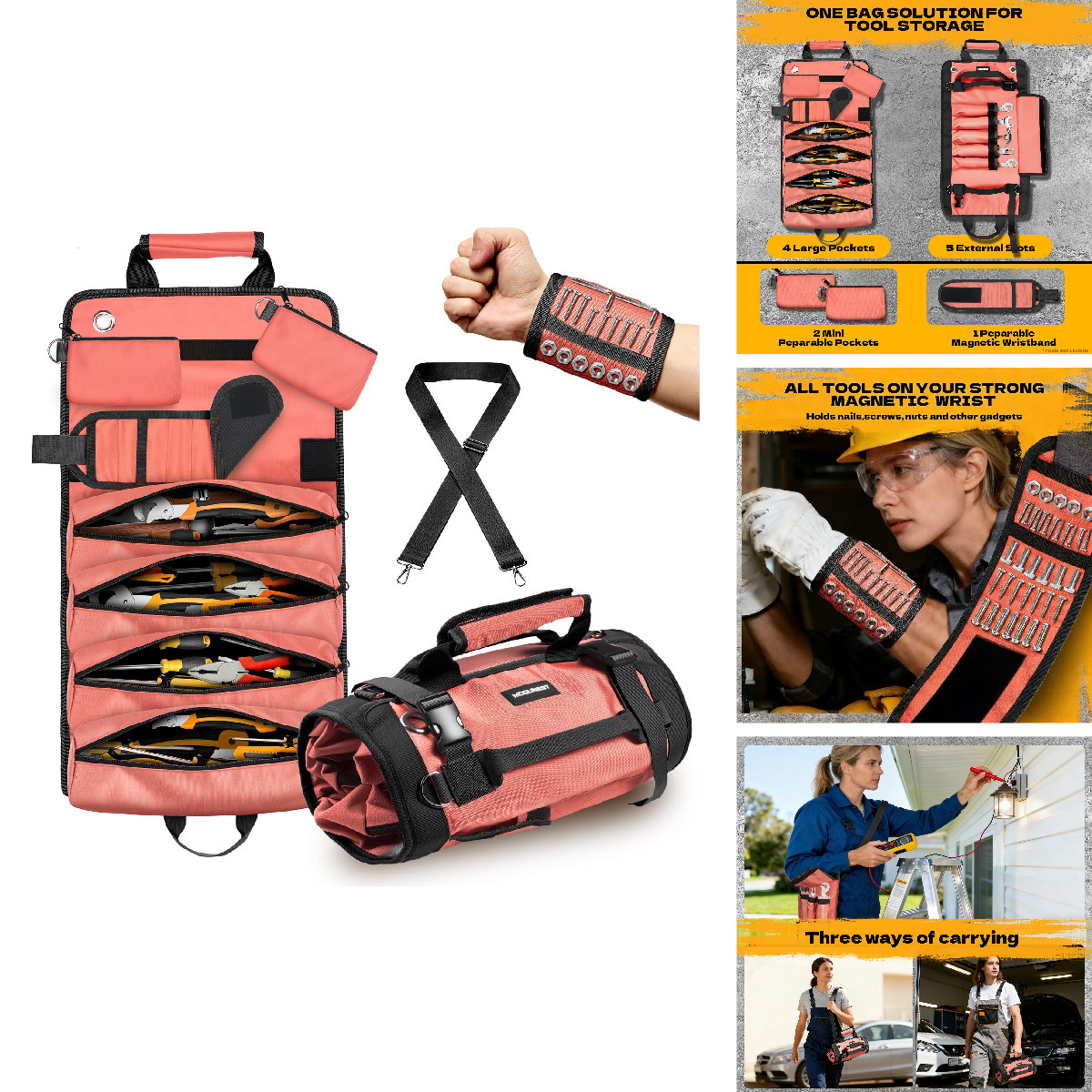 Modunest Tool Bag Roll Up Large Heavy Duty Waterproof Oxford Fabric Tool