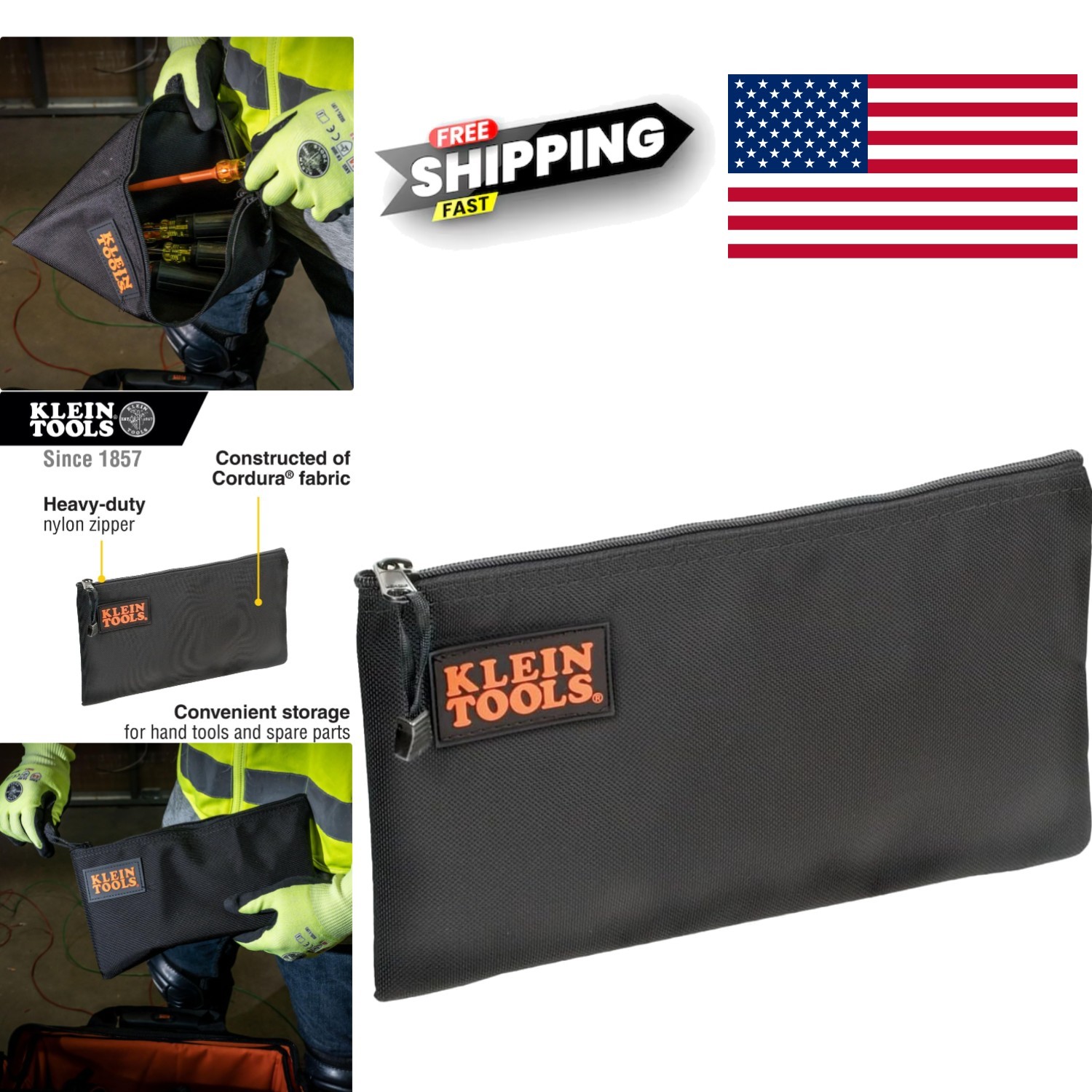 Cordura Nylon 12.5 Inch Tool Bag with Zipper Closure for Tools and Spare Parts