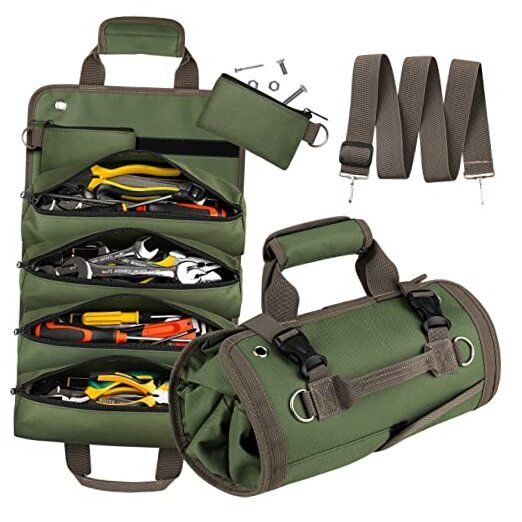 Tool Bag Roll Up, UUP Heavy Duty Tool Organizer for Men Women, Portable Green