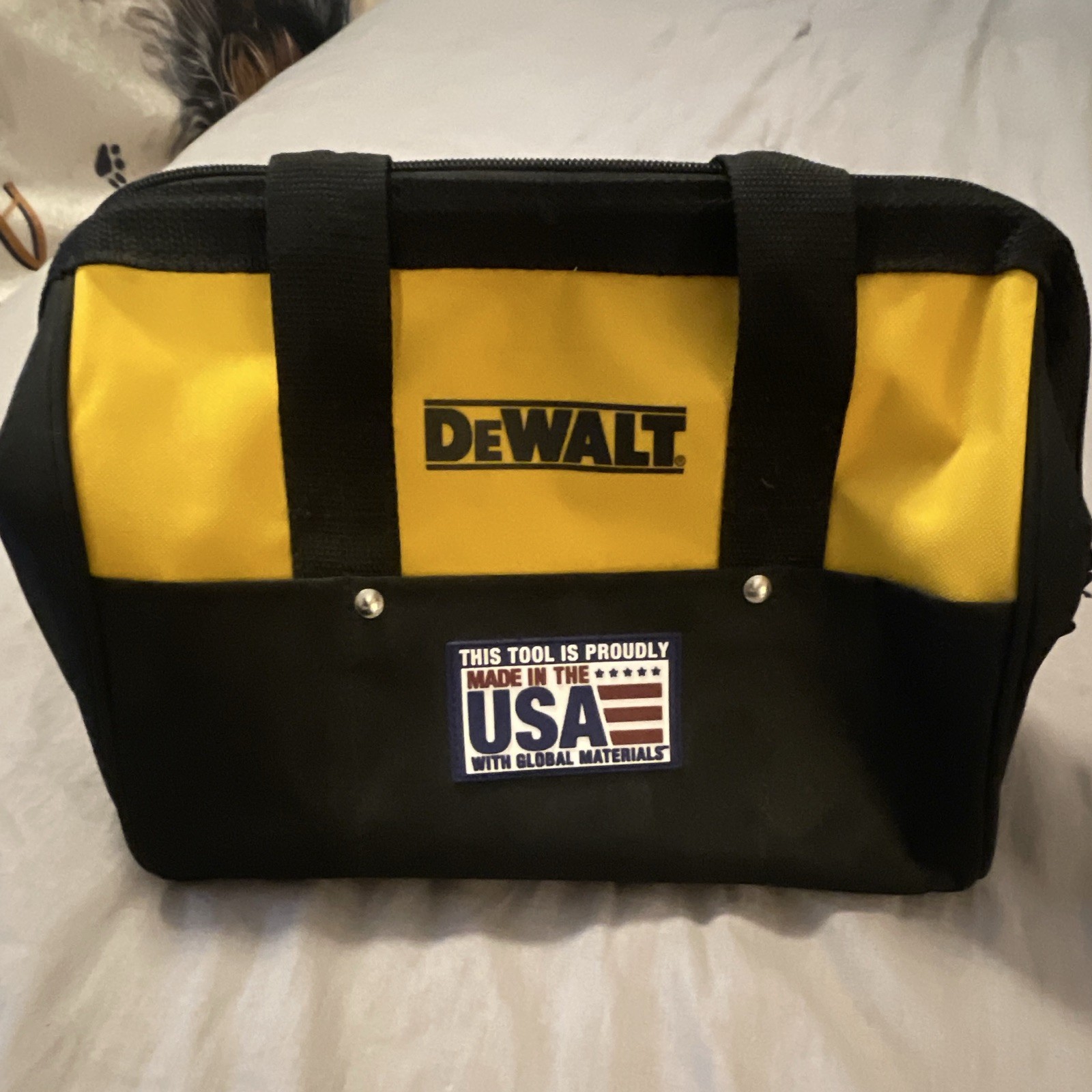 DEWALT Black/Yellow Nylon Tool Bag Zipper Closure Carry Case w/ Handles