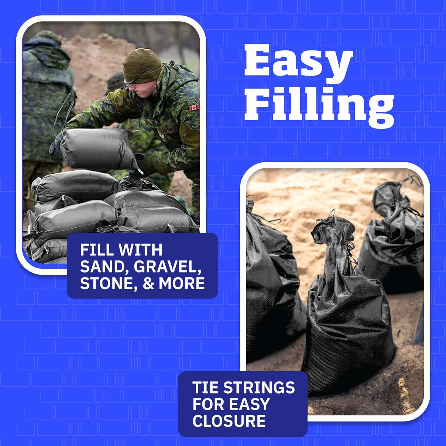 Heavy Duty Sand Bags with Tie Strings Empty Woven Polypropylene Sand-Bags for…