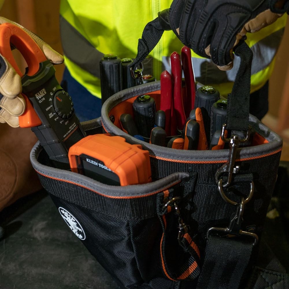 55419SP14 Tool Bag with Shoulder Strap Has 14 Pockets for Tool Storage, Can F…