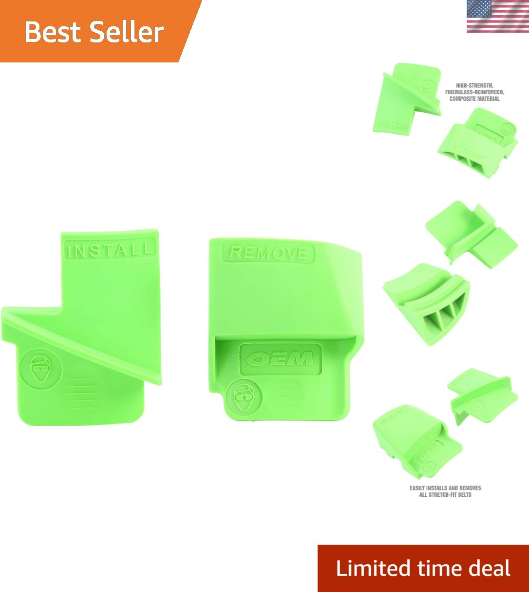 2-Piece Stretch Belt Remover & Installer – Heavy Duty Serpentine Tool Set