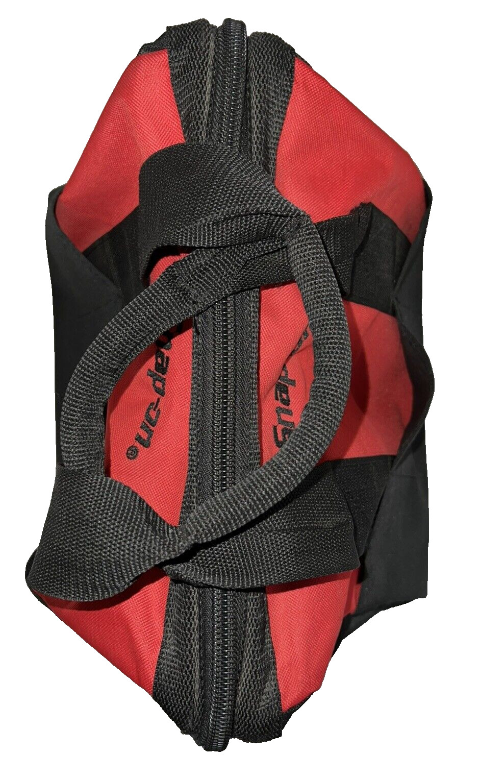 Snap-On Tool Bag Red Wide Mouth Zipper Close Double Handle Outer Sleeve Pockets