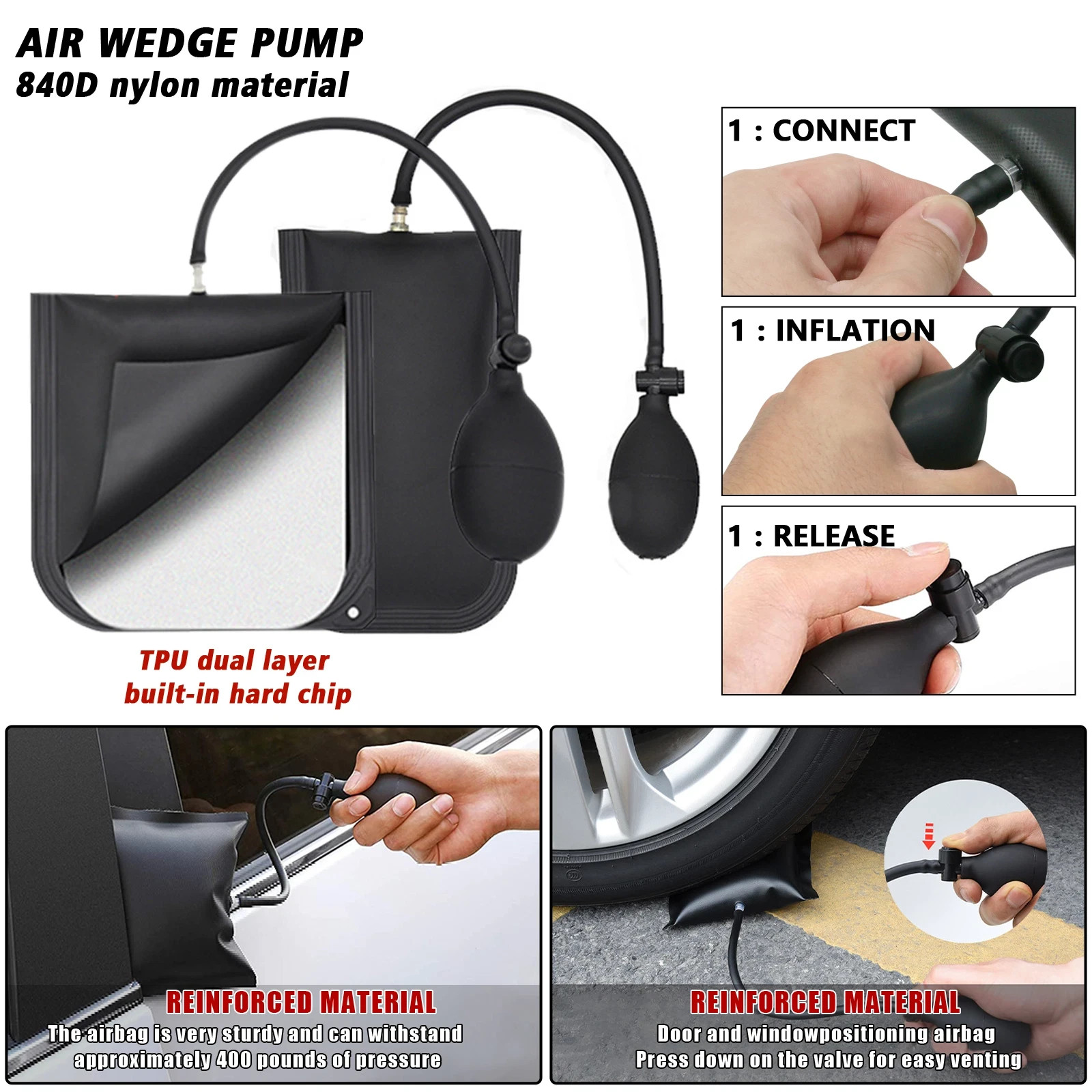 3 pcs Air Wedge Bag Pump Commercial Inflatable Air Wedge Pump Tool,Air Wedge Pum