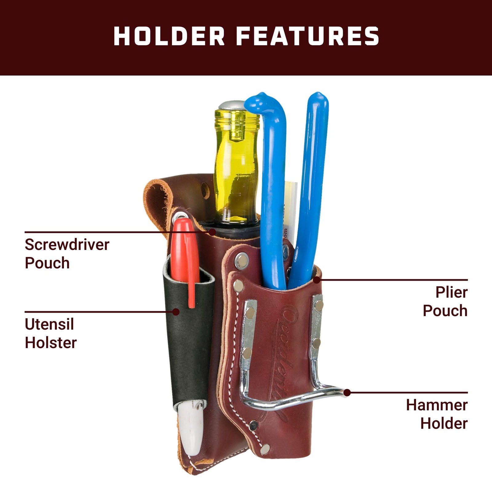 Occidental Leather 5-in-1 Tool Holder, OxyRed – Provides 1, Brown and Black