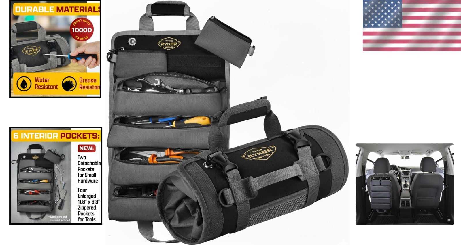 Large Capacity Tool Bag with Detachable Pouches – Perfect for Work & Camping