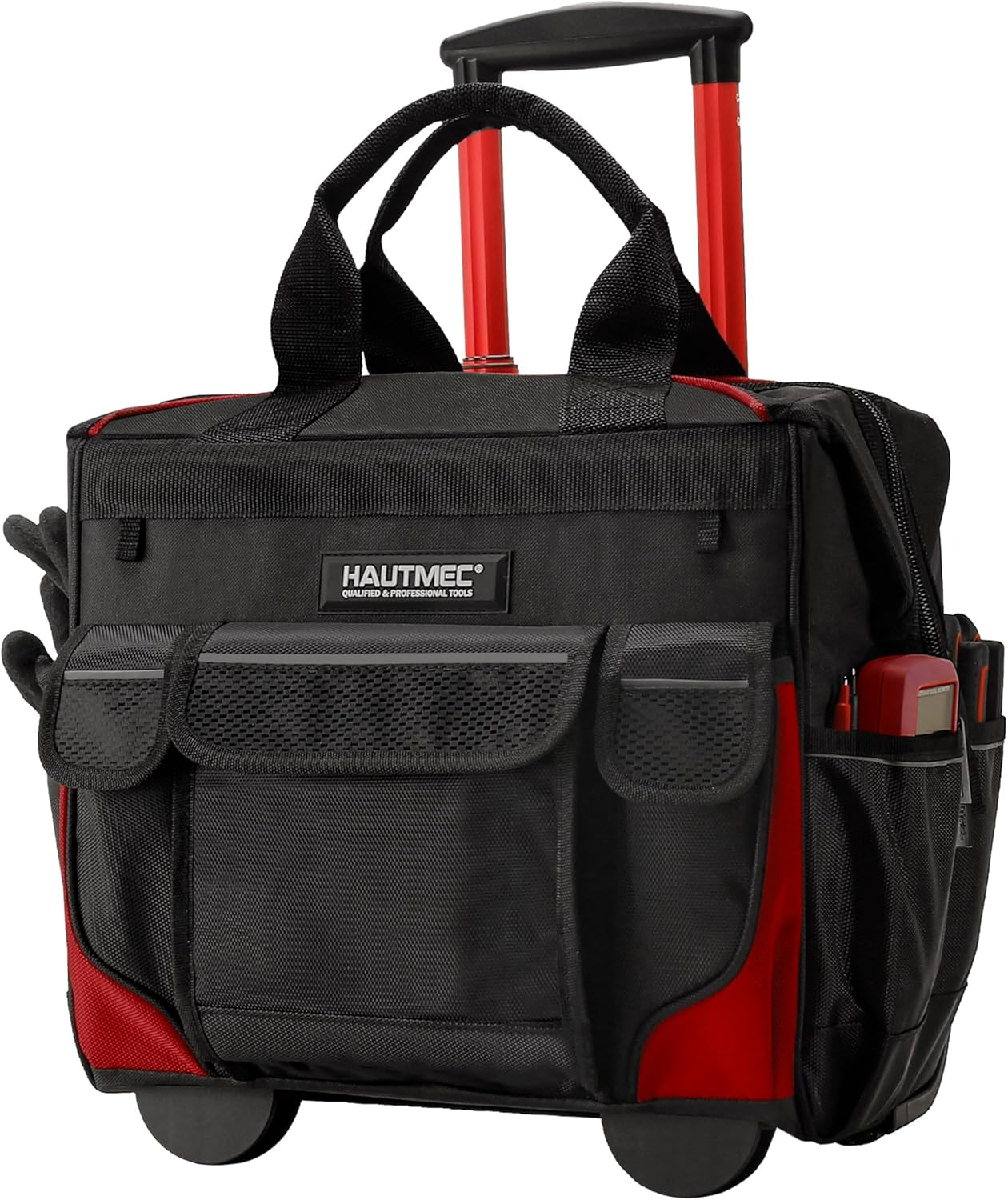 14.5″ Rolling Tool Bag with Wheels, 25-Pocket Portable Tool Box Organizer with W