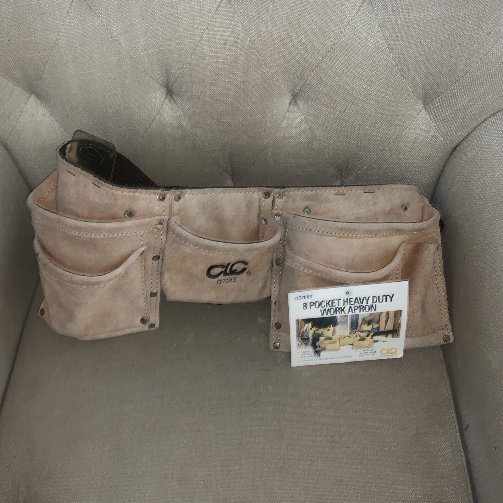 CLC Custom LeatherCraft I370X3 Suede 8 Pocket Work Apron Tool Belt READ