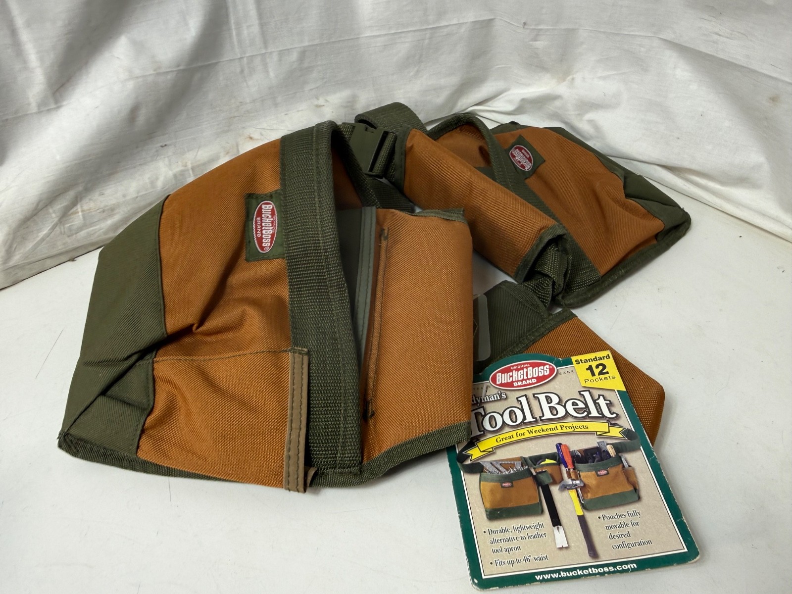 Bucket Boss Handyman’s 12-Pocket Tool Belt Adjustable Waist Apron Brown Green