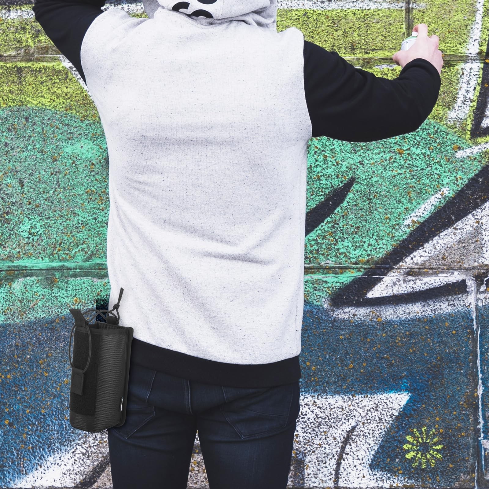 1680D Black Spray Can Belt Holster, 1 Pack Spray Bottle Holder with Metal Bel…