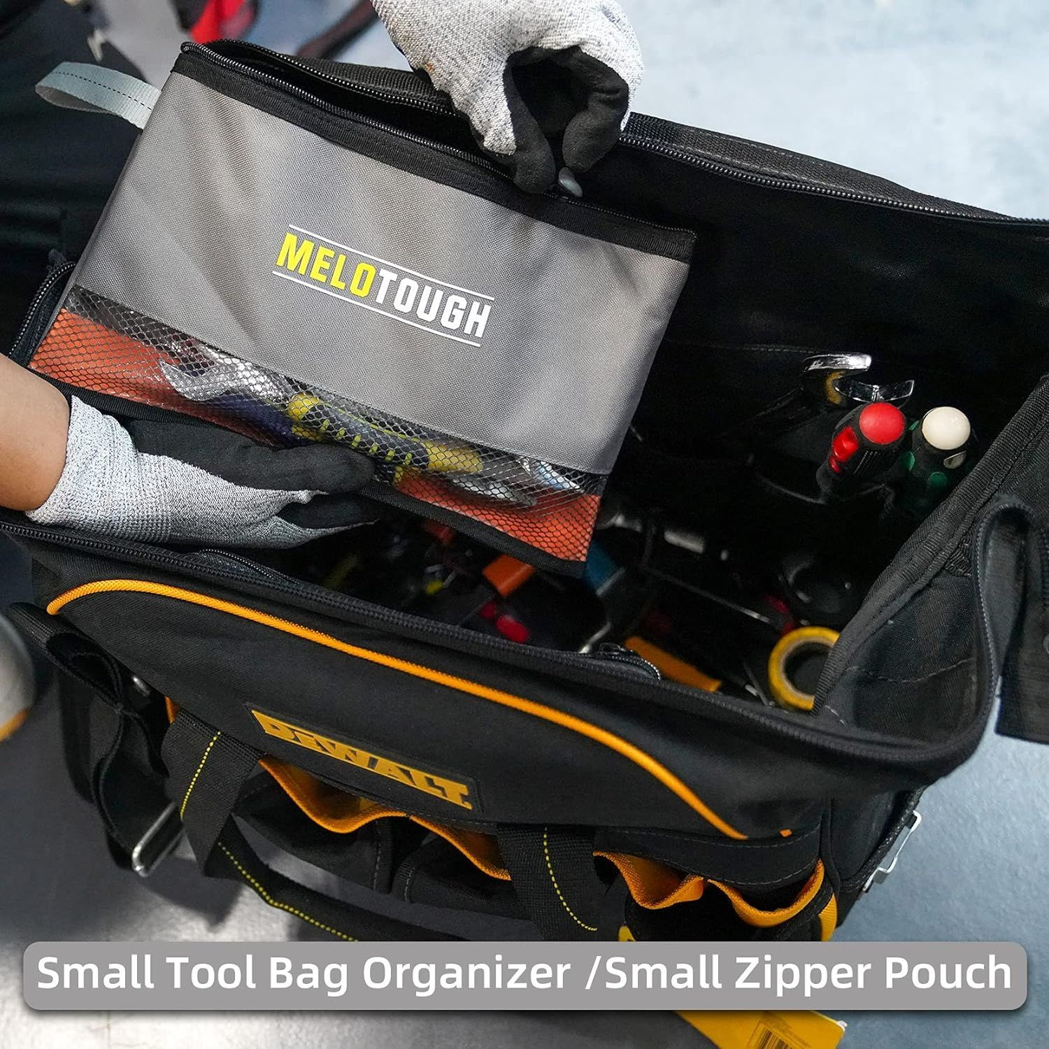 Melo Tough Multi Small Tool Pouch Bag 12inch, Grey&Orange(2 pack)
