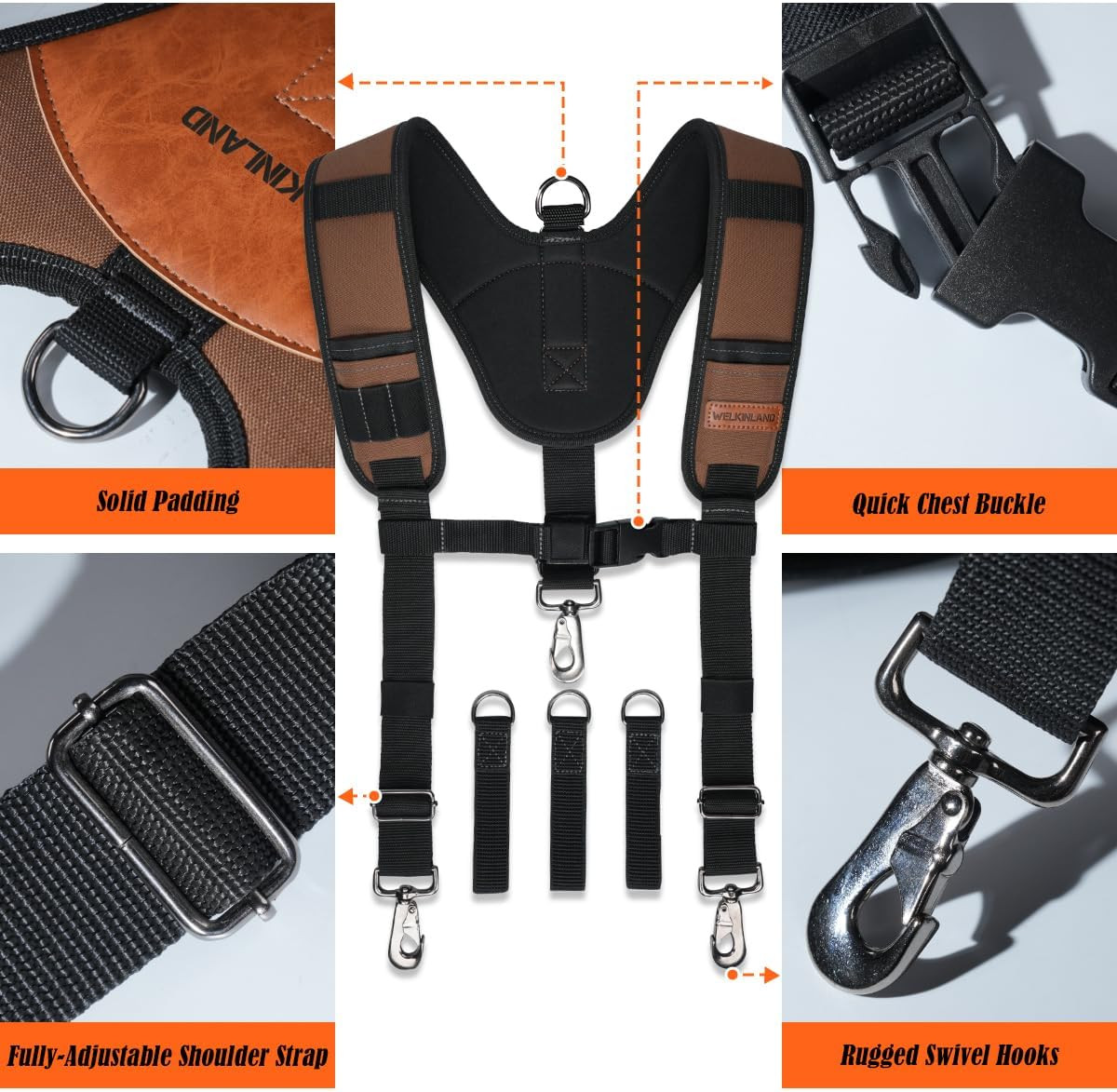 Heavy Duty Tool Belt Suspender, Comfy Padded Tool Belt Suspenders