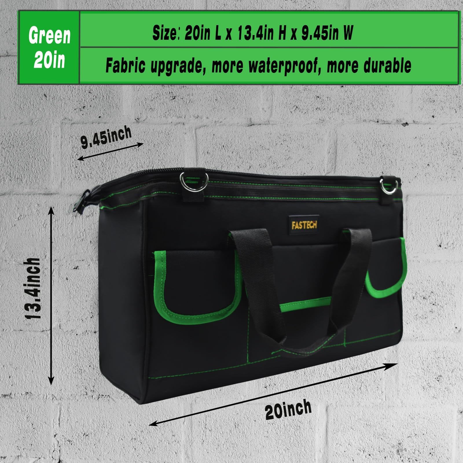 20 Inch Tool Bag With Comfortable Shoulder Straps, Waterproof Wide Mouth Tool…