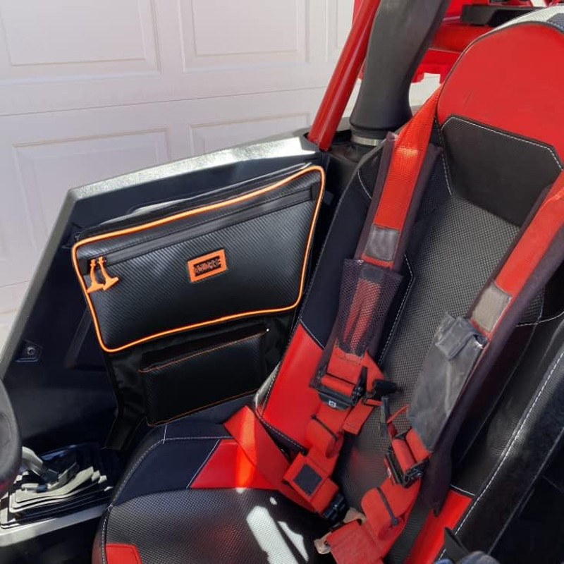 Orange Piping RZR RS1 Side Door Bags, Offroad UTV Seats Door Bag and Arm Rest Se