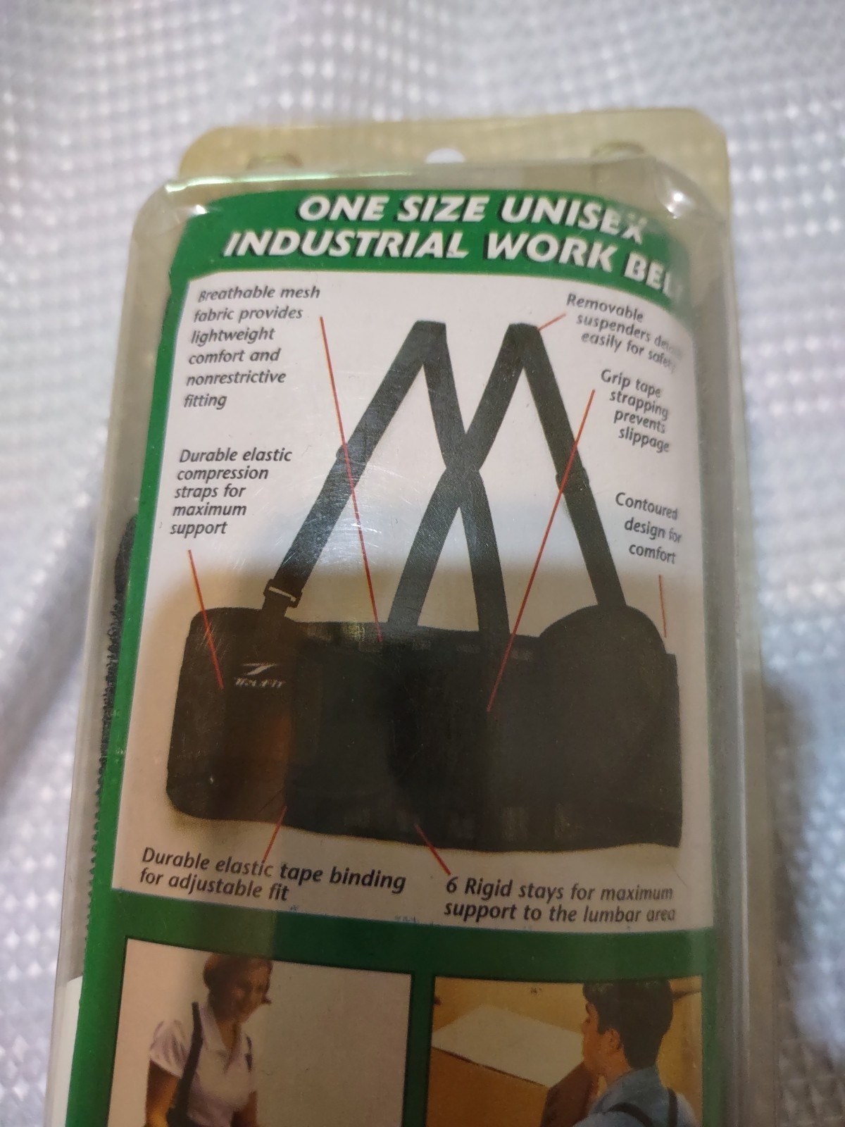 TRUFIT unisex INDUSTERIAL BREATHABLE Work Belt remove suspenders black NIP