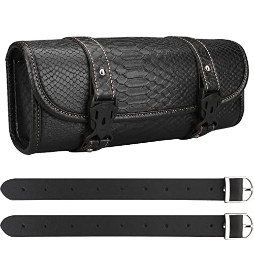 Motorcycle Tool Bag, Motorcycle Fork Bag PU Leather Large Black Crocodile