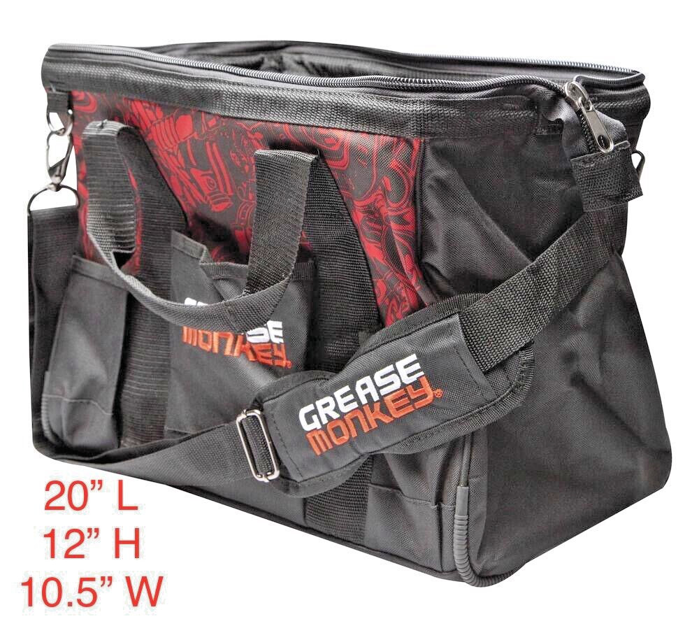 Licensed Grease Monkey 20″ Mechanics Tool Bag Tote Organizer Plumber Electrician