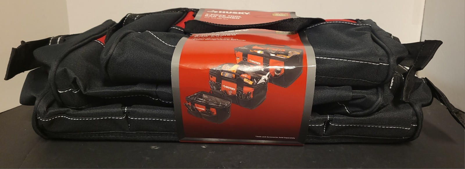 Husky 3-Piece 18″ 15″ 12″ Tool Carry Bag Combo with Water Resistant Fabric
