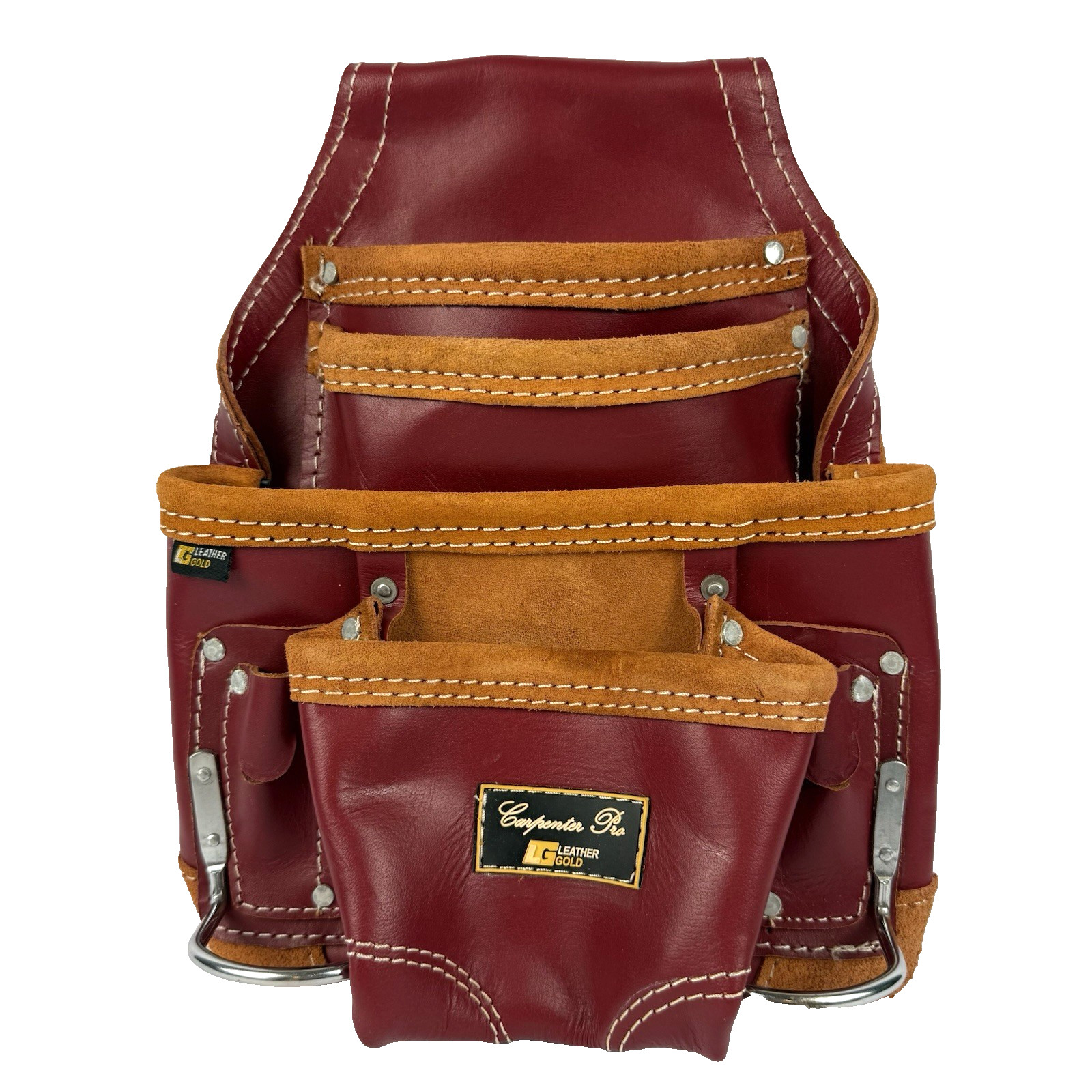 LeatherGold Heavy Duty Carpenters Tool Pouch 3350 Full Grain Leather -Maroon.