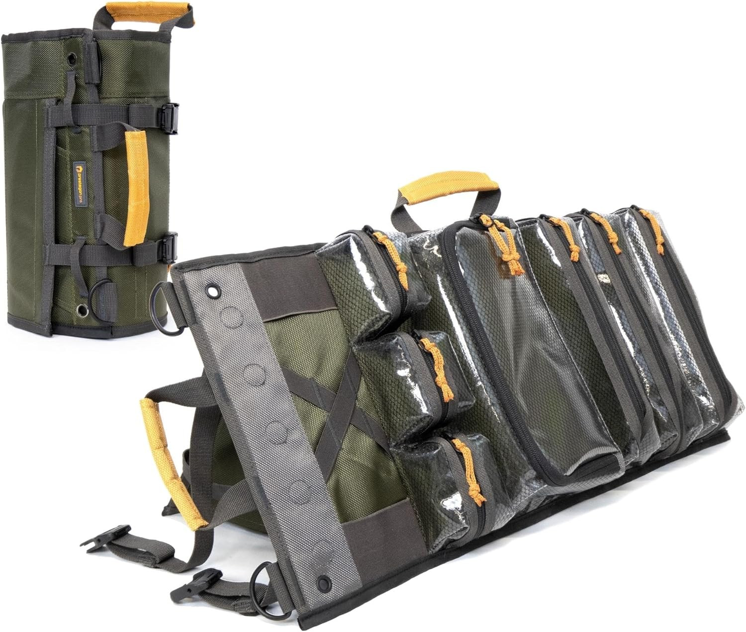 Heavy Duty Roll-Up Tool Bag with Kickstand & 7 Pockets for Easy Access