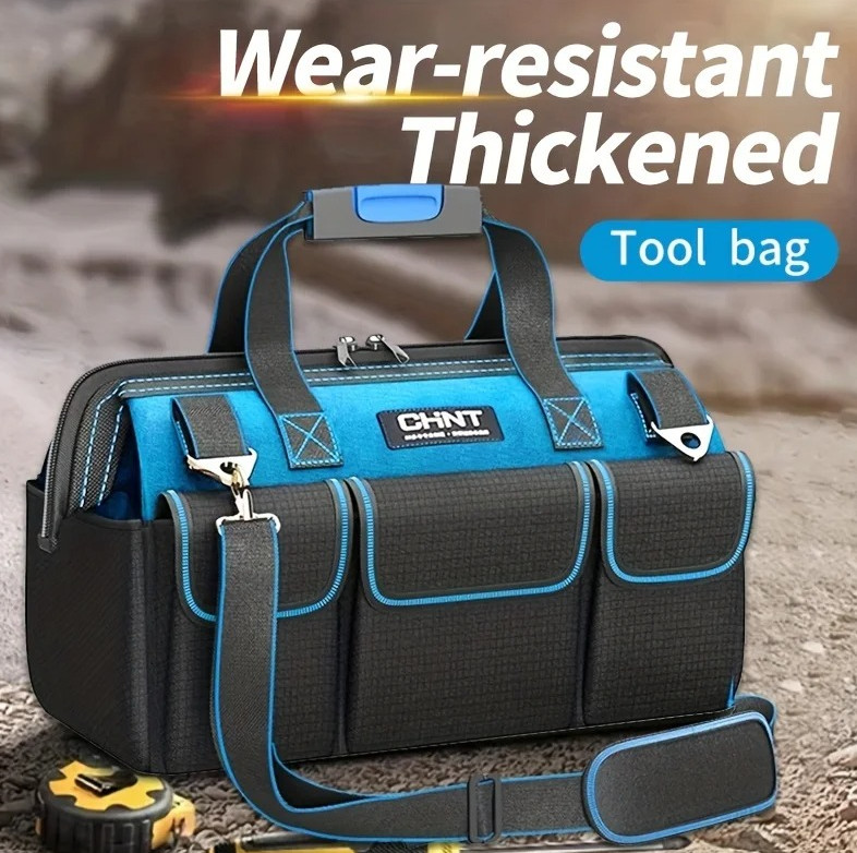 1pc Large Waterproof Multi-Pocket Tool Bag for Electrician & Mechanics – NEW