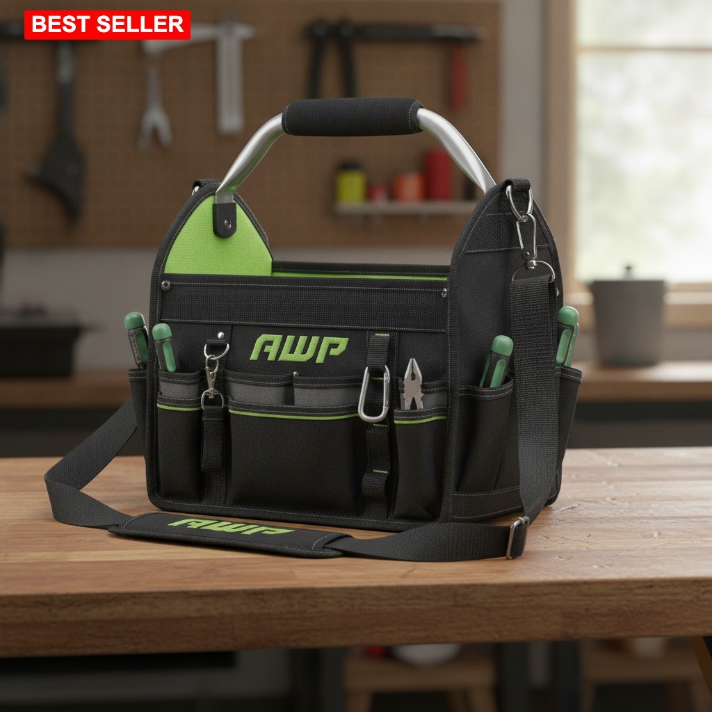 Tool Bag 12 Inch Water Resistant Durable Polyester Black Organize Tools