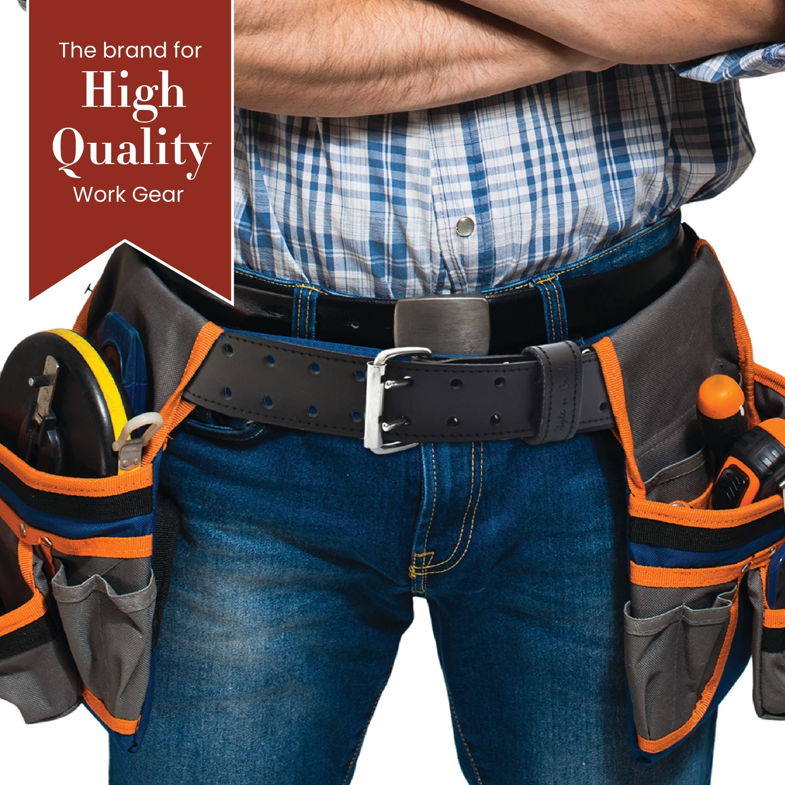 Men’s Standard Leather Work Belt Black For Waist Size 34inch46inch