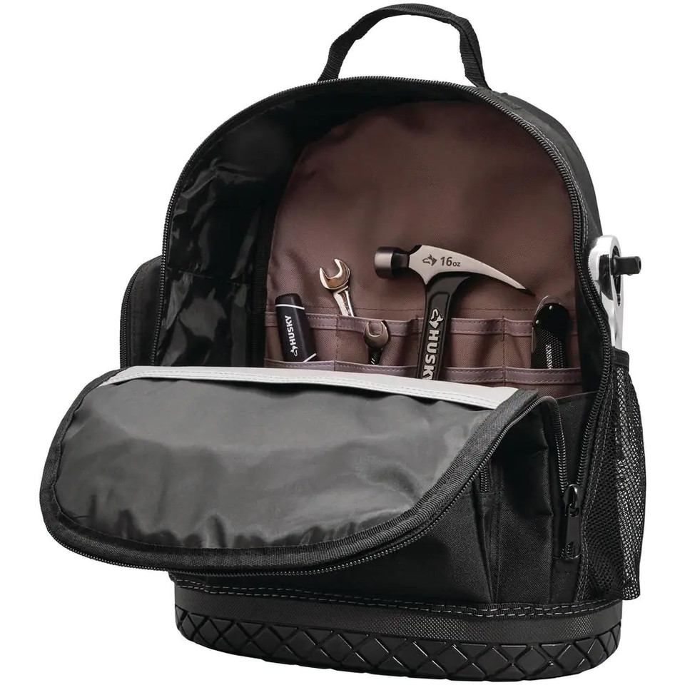 Husky 16 In.Tool Backpack Waterproof Molded Base Durability Standard Duty New