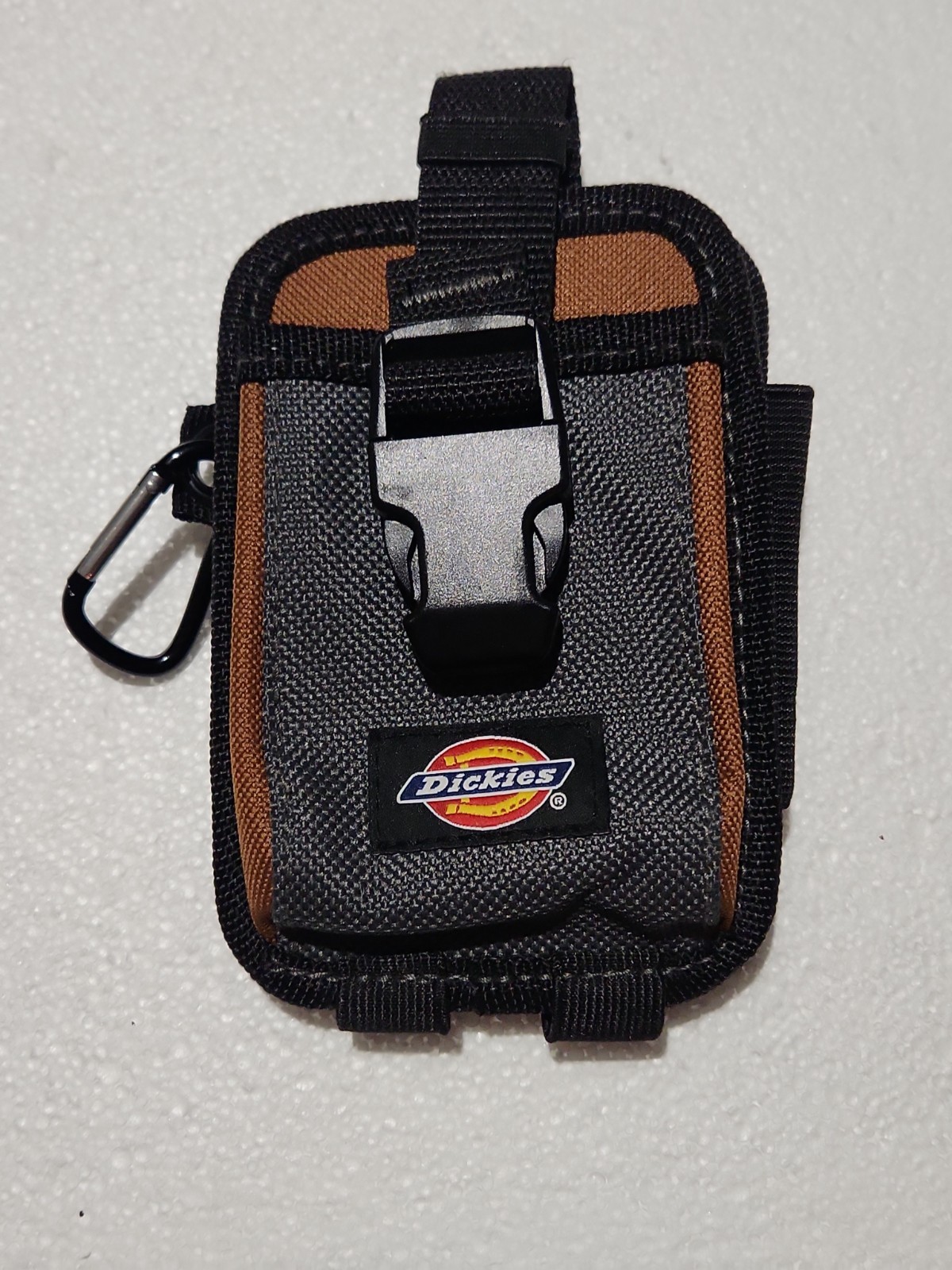 Dickies Tool Pouch Fabric with Clip and Carabiner Gray Beige Black