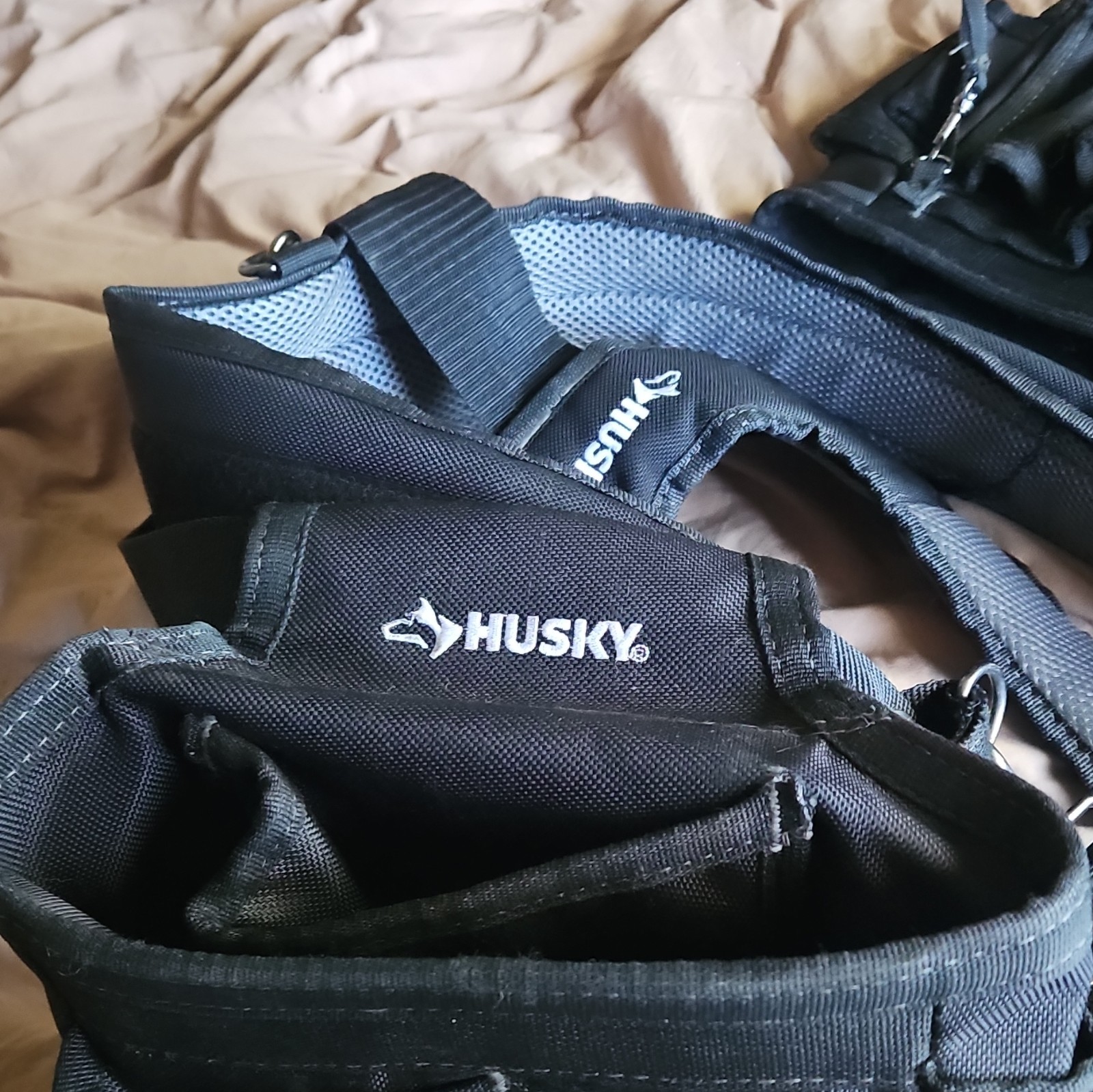 Husky Side Buckle Adjustable Padded Tool Belt Suspenders Rig Black/Gray